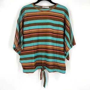 Zara Trafaluc‎ Oversized Boho Stripe Knit Semi Sheer Lightweight Top Shirt Small